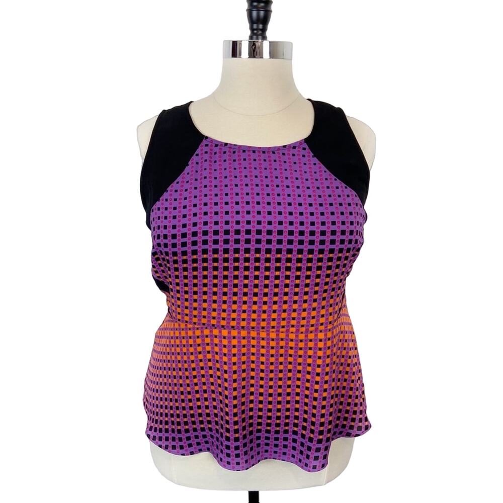Lane Bryant Peplum Top Women's Purple Sleeveless Round Neck Size 18 W